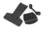 HPI Racing Firestorm black plastic chassis components including a main skid plate, a smaller plate, and a suspension brace.