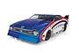 A Team Associated DR10M RC drag race car with a blue, white, and red patriotic livery featuring stars and Team Associated branding on a white background.