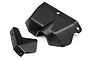 Two black plastic side engine guard components for an HPI RC vehicle, shown against a white background.