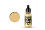 A 17ml bottle of Vallejo Model Air Beige acrylic paint with a black dropper cap, shown next to a beige color swatch.