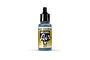 A 17ml bottle of Vallejo Model Air IDF Blue acrylic paint with a black dropper cap, standing upright against a white background.