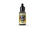 A 17ml bottle of Vallejo Model Air IJA Olive Green acrylic airbrush paint, featuring a black dropper cap and a yellow and black label.