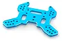 A blue anodized aluminium rear shock tower for an HSP RC car, featuring multiple mounting holes and a flat, machined design.