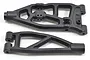 Two black RPM RC suspension arms for Kraton, Talion, and Outcast models, shown against a white background.