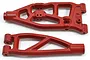 Two red RPM RC suspension arms for Kraton, Talion, and Outcast V5/EXB vehicles on a white background.