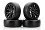 Solaris 1/10 36J Premounted Touring Car Rubber Tyres w/ Black Rims 4Pcs S-T36JGM4B