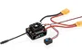 Hobbywing EzRun Max8 G2 160A brushless ESC with cooling fan, power wires, and external power switch.