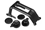 HPI Racing roof guard and light pod set for 5SC/5T RC vehicles, featuring a black plastic roll bar, two light pods, and two circular mesh covers.