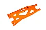 A single bright orange heavy-duty suspension arm for a Traxxas RC vehicle, shown from an angled top-down perspective on a white background.