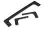 A set of three black plastic HPI Racing body stiffener components for RC vehicles, shown against a white background.