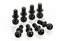 Eight black metal ball studs for RC vehicles arranged on a white background.
