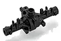 A black plastic HSP front or rear gear box housing for an RC car, shown from a high-angle perspective against a white background.