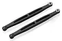 Two black aluminium RC rear upper suspension linkages with metal pivot ball ends, shown against a white background.
