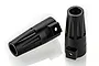 Two black aluminium axle housing extensions for RC cars, shown against a white background.