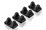 Four black plastic rear linkage mounts for HSP RC cars, arranged in a diagonal row on a white background.