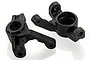 Two black plastic RC car steering hubs shown from different angles on a white background.