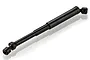 A black telescopic universal CVD driveshaft for an RC car, featuring a splined sliding section and universal joints at both ends.