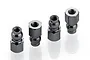 Four black metal ball studs for RC cars arranged in a row against a white background.