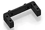 A black plastic U-shaped servo mount for an RC car, featuring multiple screw holes for mounting.