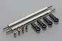 HSP lower link set including two threaded metal rods, four black plastic rod ends marked with A, and four metal pivot balls.