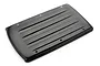 A glossy black RC car roof cover with molded ridges and mounting holes, viewed from a high angle against a white background.