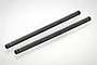 Two black metal suspension arm pins for RC cars, shown against a plain white background.