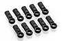 Ten black plastic RC rod ends arranged in two rows on a white background, each marked with the letter A.