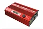 SkyRC eFuel 1200W 50A DC power supply in a red metal casing with an LCD screen and voltage adjustment dial.