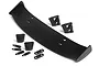 HPI Racing 1/10 scale black GT wing set including the main wing, mounting uprights, and small base plates on a white background.