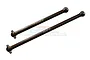 Two GPM Racing steel centre driveshafts for RC cars, featuring a dark metallic finish and engraved GPM branding.