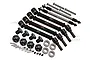 GPM Black Hardened Steel & Aluminium Drive Train Upgrade Set w/ Stainless Steel Adjustable Front Steering Tie Rods TXMS143FRS-BK