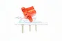 An orange anodized aluminium rear centre chassis brace mount by GPM Racing, shown with three included mounting screws on a white background.