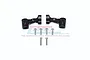 Two black aluminium RC rear body post mounts marked L and R, accompanied by six silver metal screws, set against a white background.