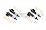 A set of four black aluminium piggyback shock absorbers for an RC car, including gold springs and mounting hardware, displayed on a white background.