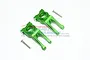 A pair of green anodized aluminium rear hubs for ARRMA Granite RC cars, including two mounting screws, on a white background.
