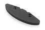 A grey foam bumper for an RC car, featuring two countersunk mounting holes, isolated on a white background.