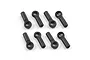 Eight black composite RC ball joints arranged in two rows of four on a white background.