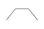 A thin, black metal RC car sway bar with a trapezoidal shape, isolated against a white background.