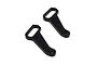 Two black anodized aluminium rear ARS plates for XRAY RC cars, shown from a top-down angle against a white background.