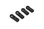 Four black composite RC ball joints arranged in a row on a white background.