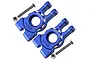 Two blue anodized aluminium rear hubs for RC cars by GPM Racing, shown with mounting screws and nuts on a white background.