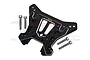 GPM Racing black aluminium rear shock tower for RC cars with four included mounting screws.