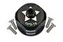 A black GPM Racing aluminium differential case with four silver screws on a white background.