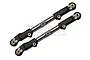 Two GPM Racing black aluminium and stainless steel front upper arm tie rods for RC cars, displayed against a white background.