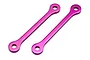 Two purple anodized aluminium upper arm braces for HPI Savage X RC cars, shown against a plain white background.