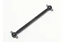 A black HPI Savage 8x84mm drive shaft with ball joints at both ends, isolated on a white background.