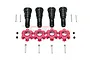 GPM Racing hardened steel CVD joints and red aluminium wheel hexes set for RC cars, including pins and screws on a white background.