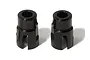 Two black metal drive cups for HPI Savage RC cars, shown side by side on a white background.