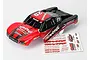 Traxxas Slash Mark Jenkins #25 painted RC short course truck body shell with a matching decal sheet on a white background.