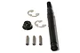 HPI Racing Savage spur gear shaft set including a black metal shaft, locking nut, two E-clips, and three small metal pins on a white background.